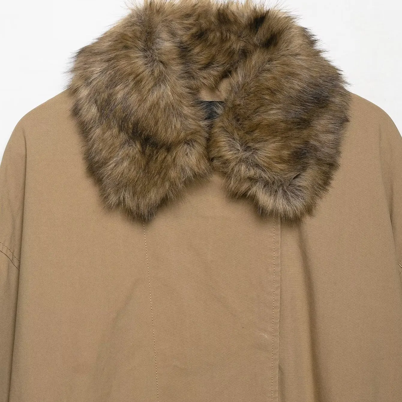 KASLEAD New Faionable Artificial Fur Collar Pilot Jaet Women's ort Outerwear Long Sve Zipper Polyester Fiber