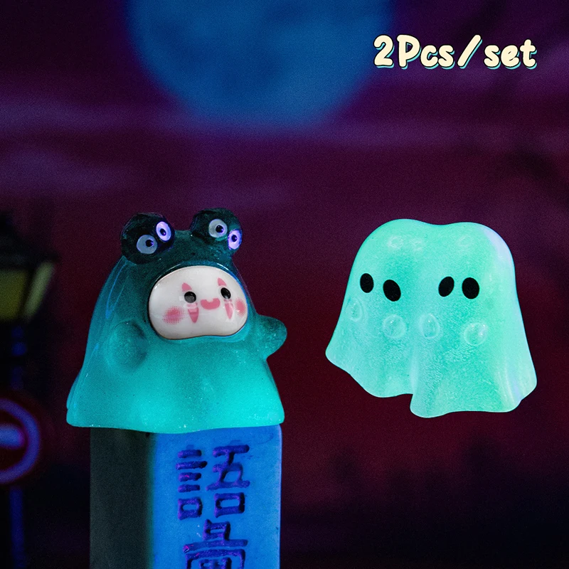 2Pcs Festival Ghost Luminous Figurine Model Car Ornaments Mini Resin Crafts Ornament Micro Landscape Decor Home Desktop Decor