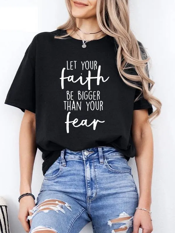 Faith Fear Loose-Fitting Comfortable Casual Men's and Women's T-Shirt for Faith Gatherings and Versatile Wear Women's T-Shirt