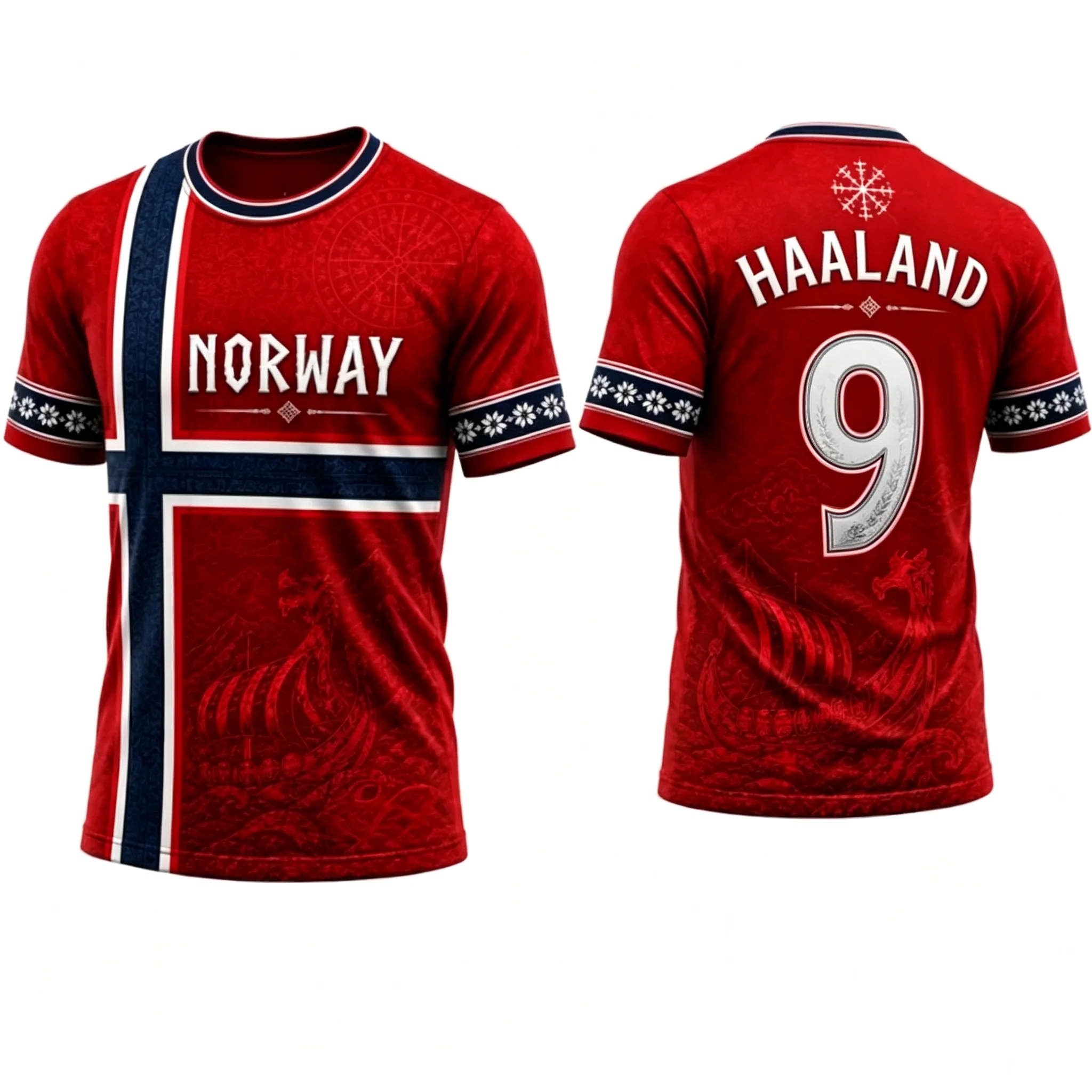 Unisex Norway 2026 Soccer Jersey, Quick‑Dry Viking Print Football Top, National Flag Sports‑casual Training Shirt for Men Women