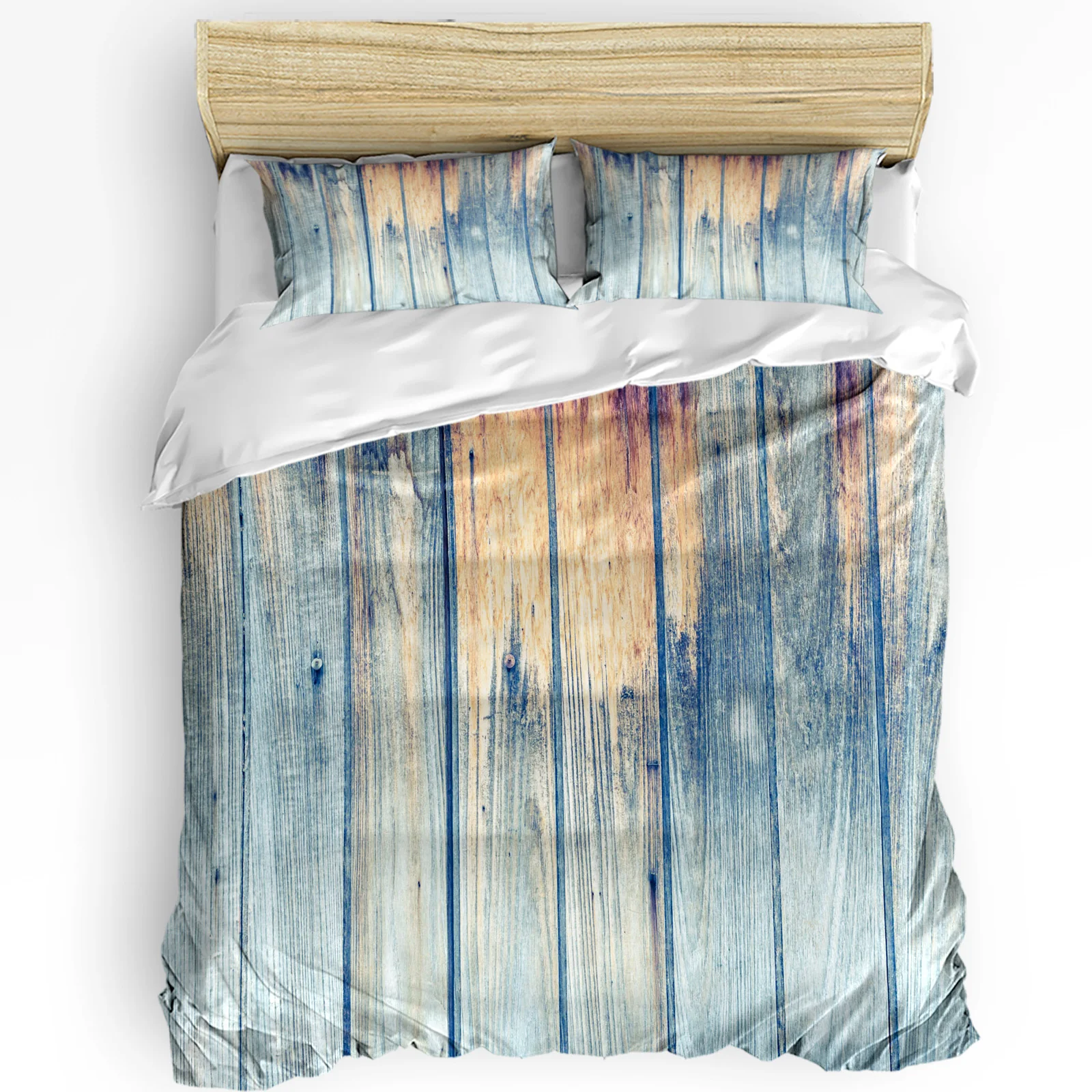 

Silver Wooden Board Retro Style 3pcs Bedding Set For Bedroom Double Bed Home Textile Duvet Cover Quilt Cover Pillowcase
