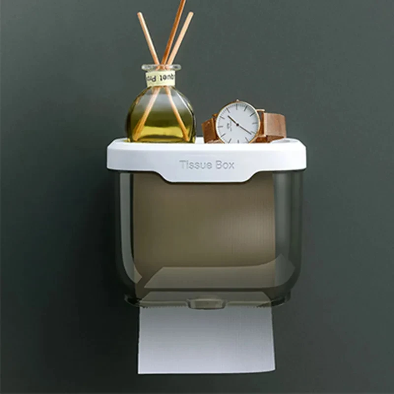 Tissue Storage for Bathroom Bedroom Office  Desk or Wall Mounted Durable Waterproof Wall Mounted Tissue Box for Bathroom