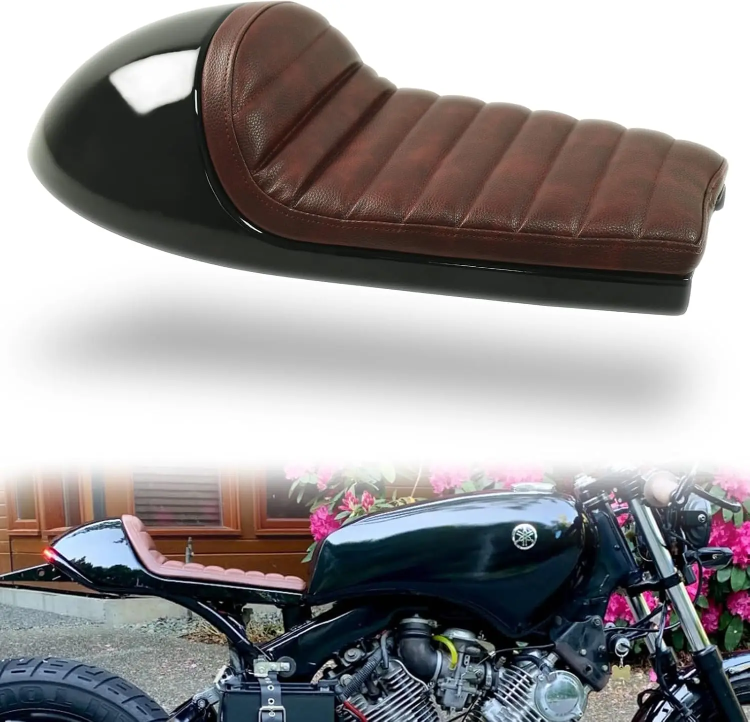 0393 Hump Motorcycle Retro Cafe Racer Seat Fit Honda Yamaha Suzuki Kawasaki Black Brown Subframe Mod Required