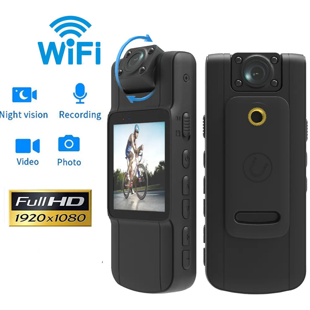 

Mini Camera With HD IPS Screen,180°Rotatable Len And Back Clip Full HD police Body Worn Camera,Wearable,Pocket Bodycam Camcorder