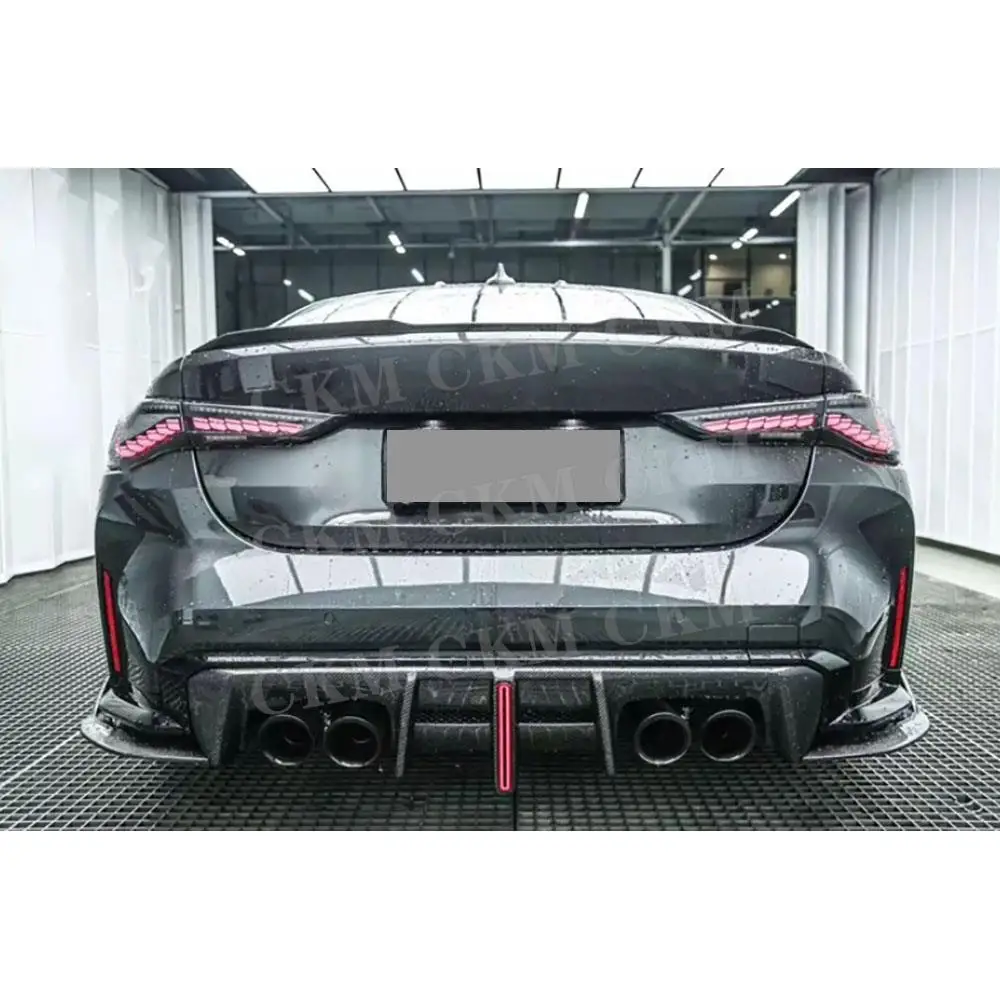 

CKMUUER Carbon Fiber For BMW G80 G82 G83 M3 M4 2021+ Rear Diffuser With Led Light Car Lip Spoiler Accessories Back Lip Guard