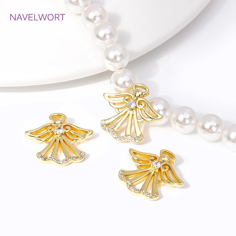 Pendants For Jewelry 18K Gold Plated Angel Charms Pendant For Bracelets,Brass Decorative Pendants,DIY Jewelry Accessories - view 2