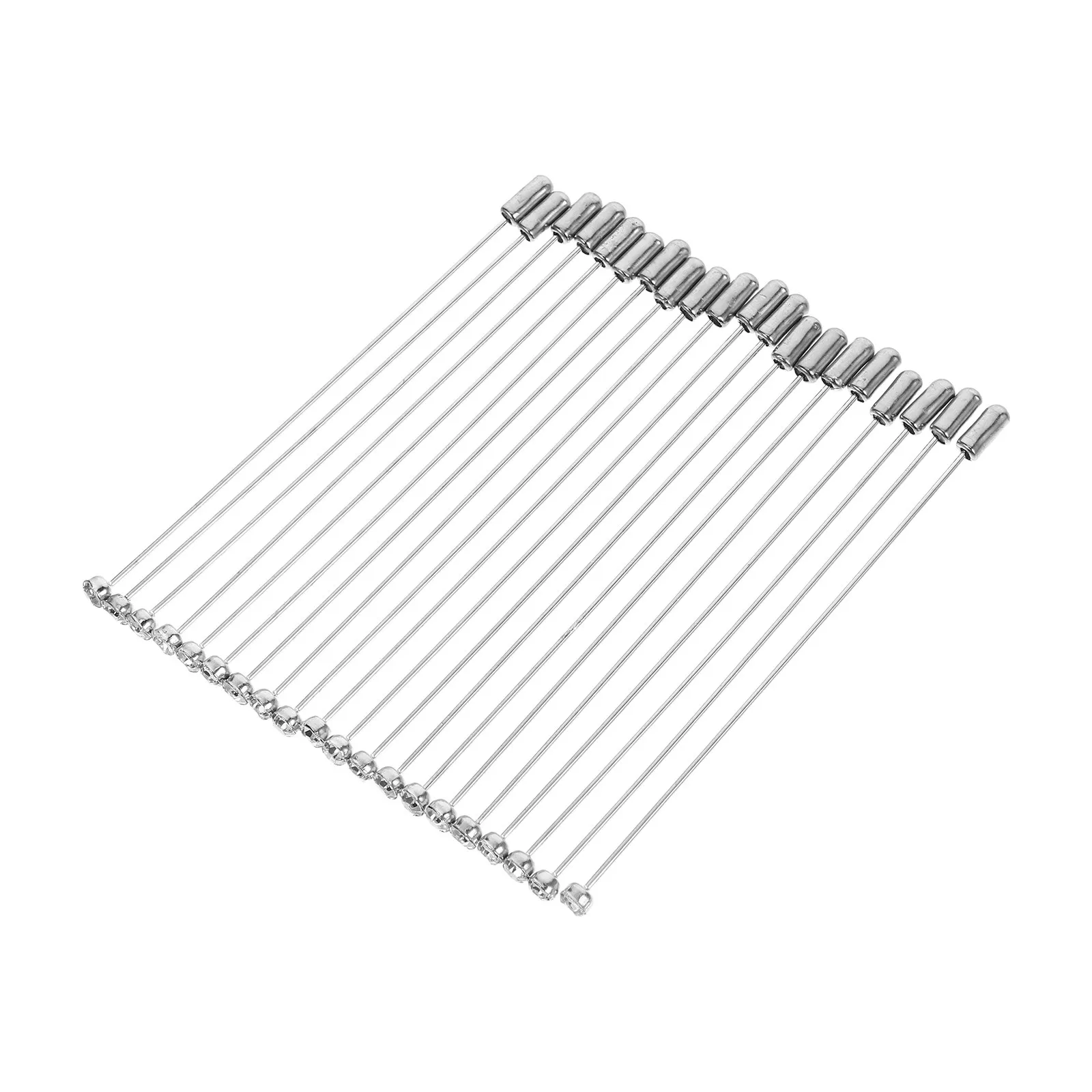 20Pcs Brooch Pin Sticks Metal Safety Pins Long Needle Eye Pin Stopper Silver Suit Tie Hat Scarf Accessories Jewelry Craft