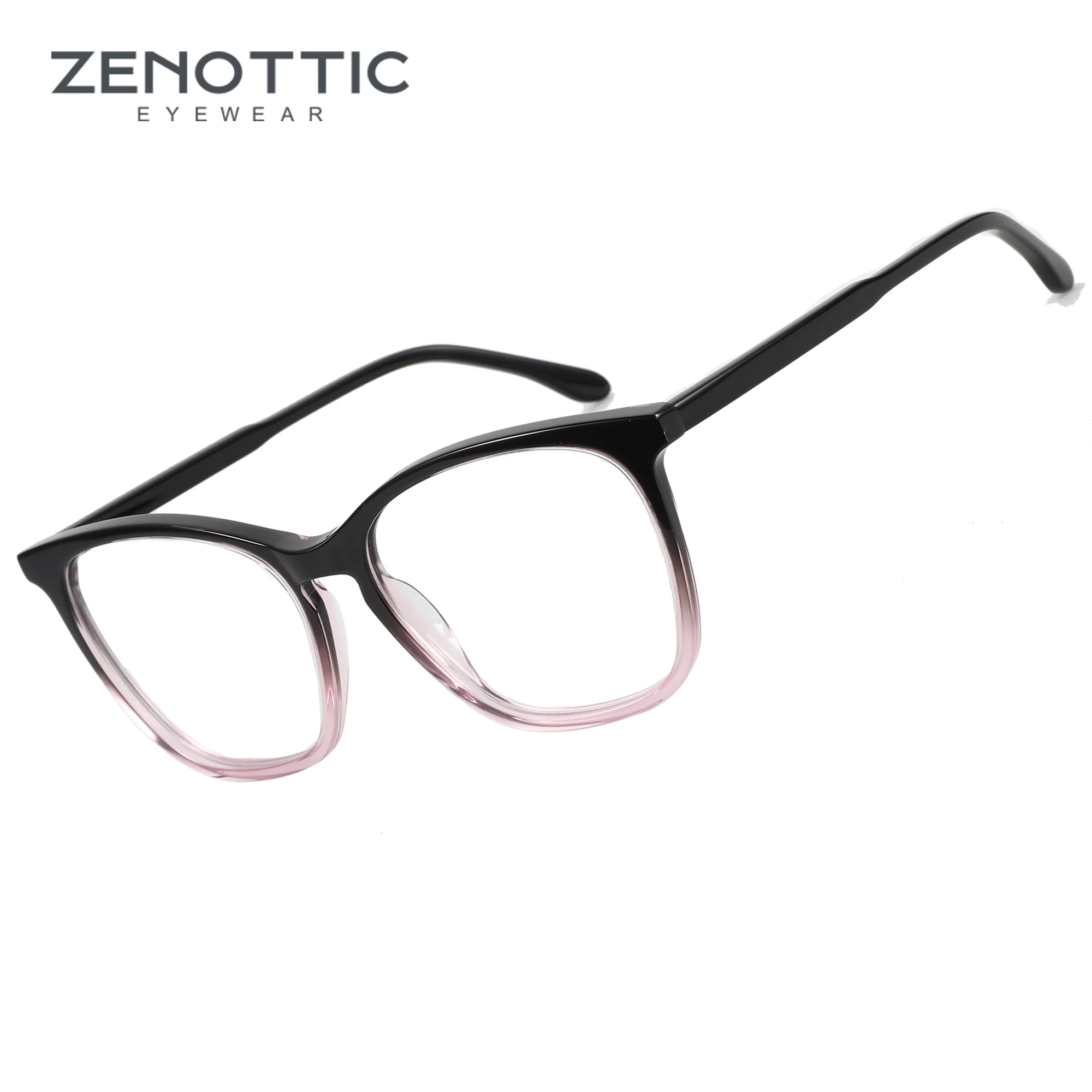 ZENOTTIC Fashion Gradient Pink Optical Glasses Large Butterfly Frame Non-Prescription Spectacles Ladies Men Eyeglasses A23315