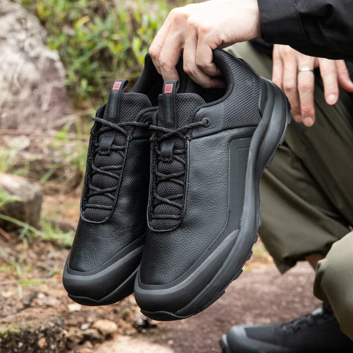 Baasploa Men Hiking Shoes Litchi Leather High Quality Male Trekking Climbing Sneakers Non-slip Luxury Designer Outdoor Shoe