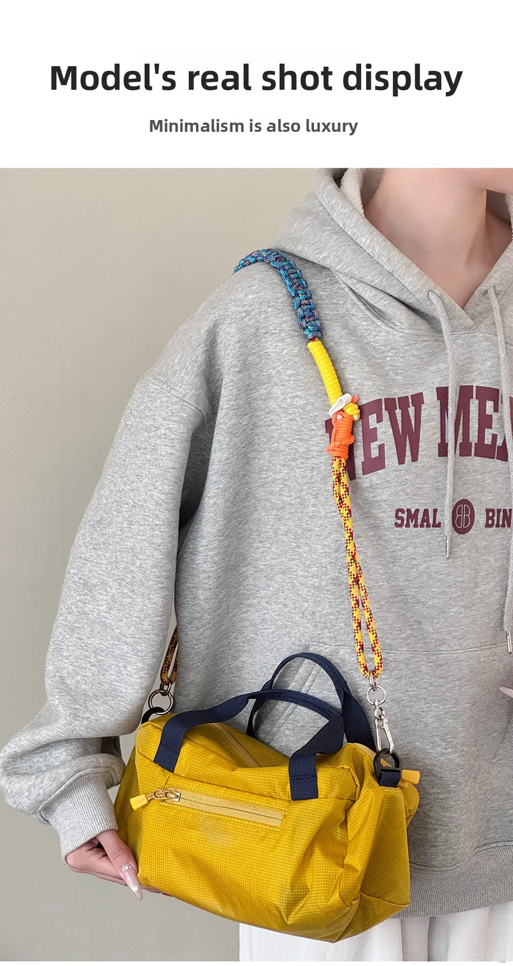 Outdoor Multicolor Rope Braided Bag Strap Handbag Modification Crossbody Strap Detachable Bag Shoulder Belt Strap Replacement