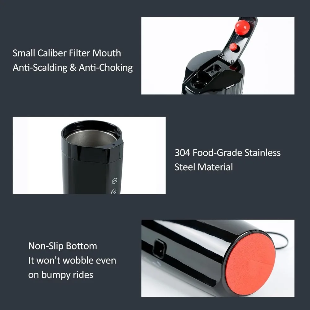 Heated 400ml Heated Mug Leakproof Lid Rustless Steel Car Electric Kettle Temperature Control Heat Retention Heating Cup Coffee