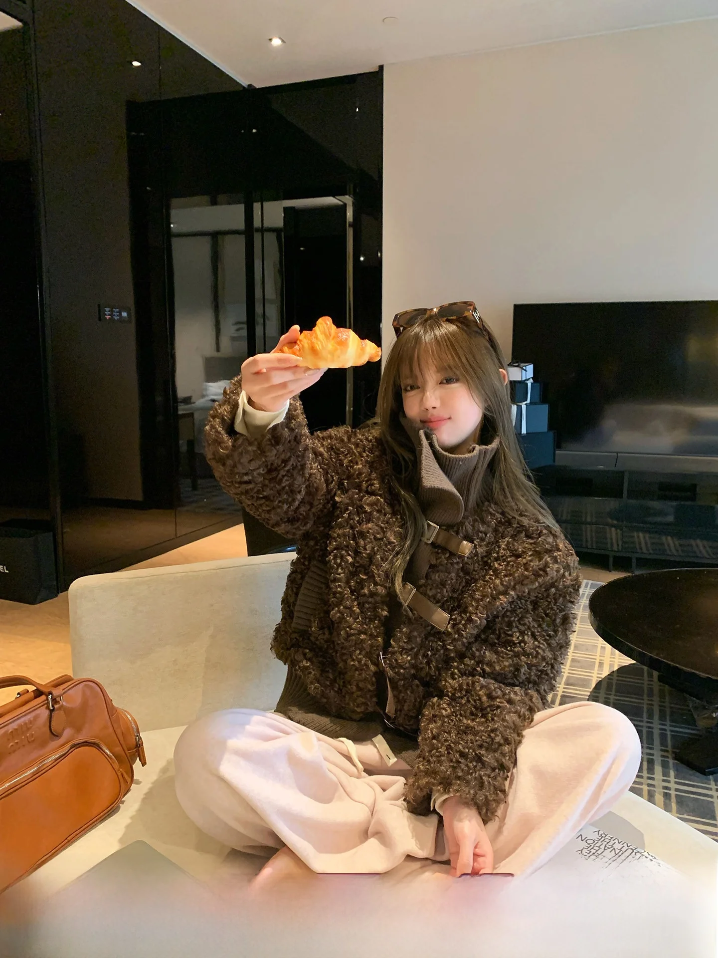 

Anneop Warm Winter eepskin Jaet Women's Autumn Winter Loose Warm Leather Fur Inteated Stand Collar Patchwork Coat