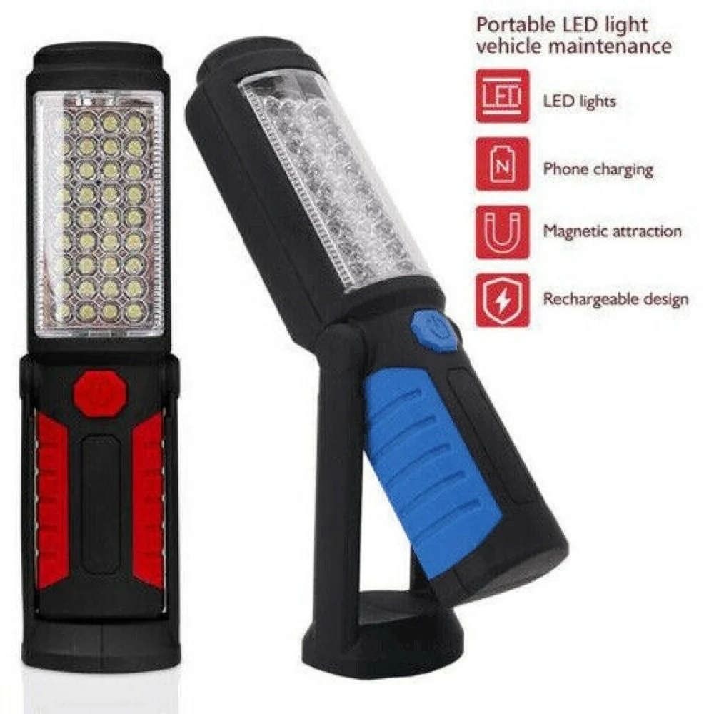 36+ 5 LED Magnetic USB Rechargeable Work Lamp Outdoor Camping Flashlight Car Repair Inspection Work Light with Hook