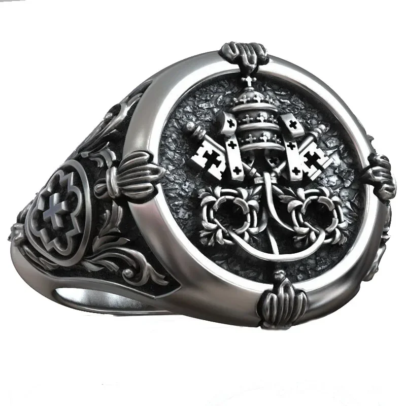 11g 3D The Keys of Heaven Saint Peter Symbol Christian Rings Customized 925 Solid Sterling Silver Rings Many Sizes sz6-13