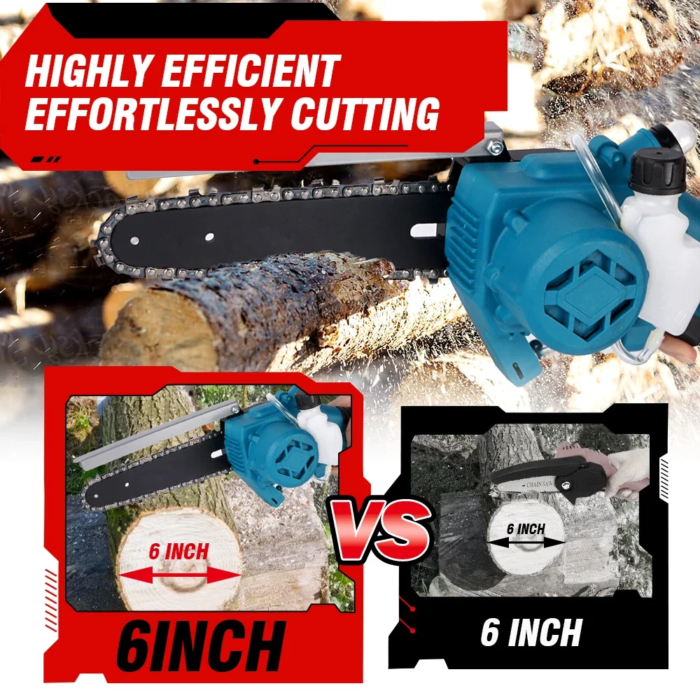 ONEVAN 3000W 6 Inch Brushless Electric Saw Electric ChainSaw Cordless Mini Woodworking One-handed Saw For Makita 18v Battery