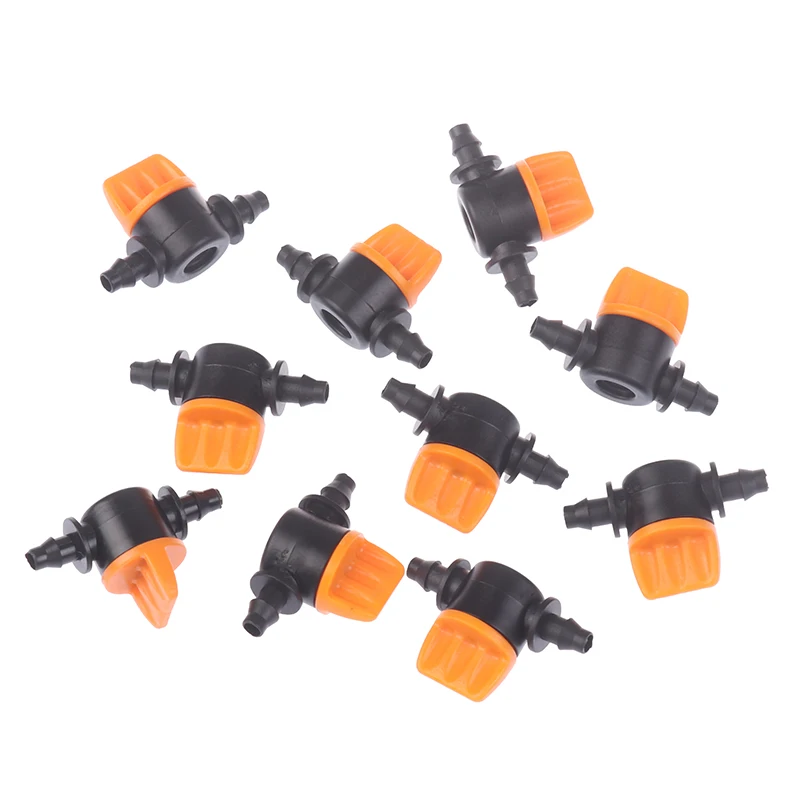 10Pcs 1/4'' Barbed Mini Valve Shut Off Coupling Connectors Adaptor For 4/7MM Hose Garden Water Irrigation Pipe