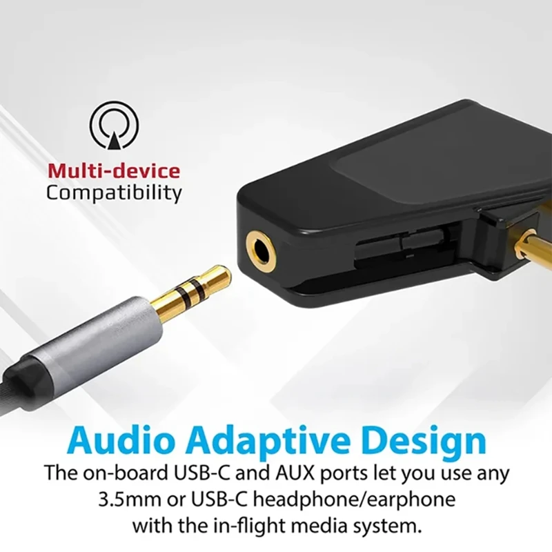 Bluetooth 5.3 Airplane Airline Flight Adapter A2DP Transmitter for Aonic 40 50 Wireless Noise Cancelling Headphones