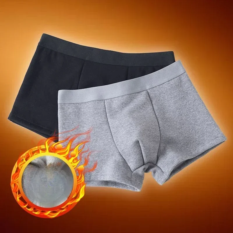 Winter Mens Thicken Boxer Shorts U Convex Pouch Panties Male Plus Velet Boxershorts Soft Underwear Youth Keep Warm Flat Bottoms