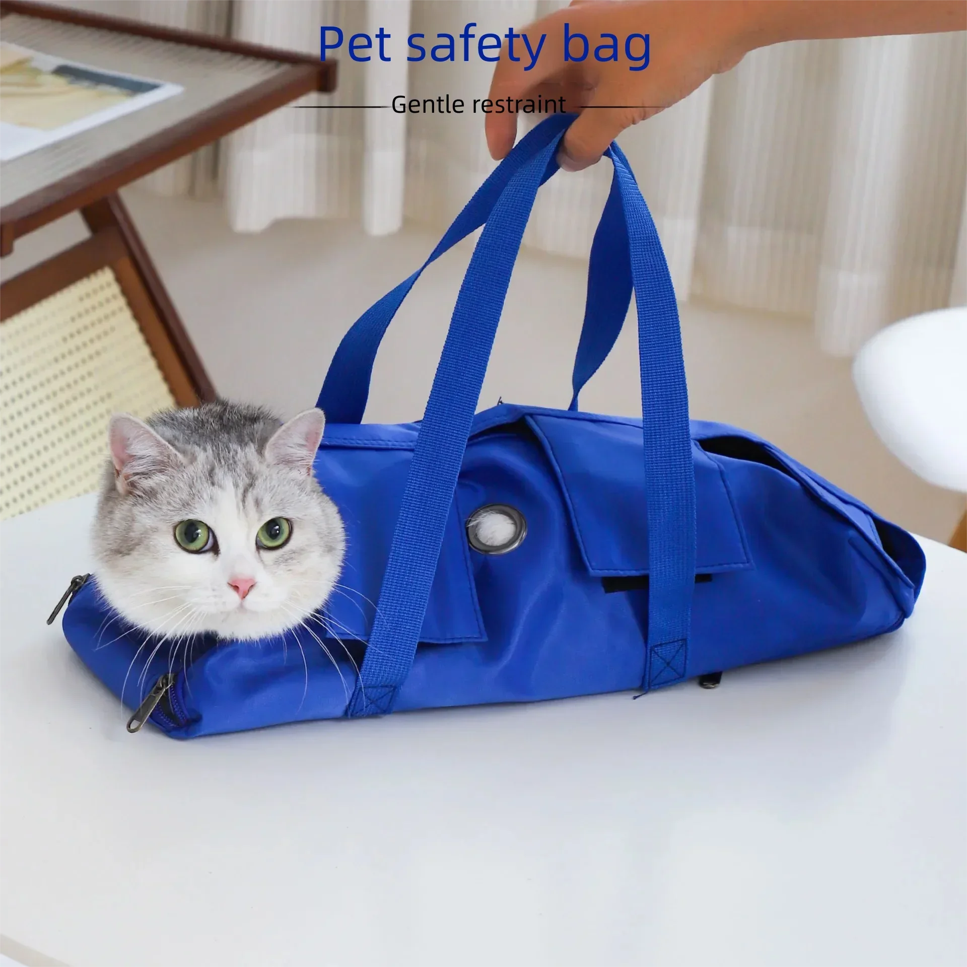 

Cat Grooming Trimming Bag Adjustable Cat Pouch Carrier Backpack for Pet Travel with Storage Pocket Portable Hospital for Nail