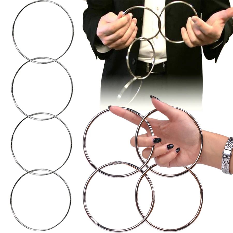 4/8/12pcs Magic Power Rings Classical Metal Circular Decryption Magic Stage Street Close Up Magic Family Party Performance Props