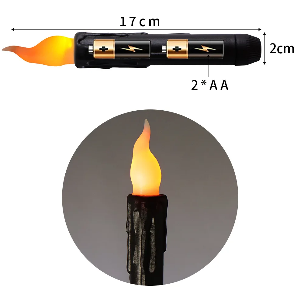 12/20 sztuk czarne bezpłomieniowe świece stożkowe na baterie czarne krótkie bezpłomieniowe świece stożkowe migoczące na imprezę Halloween Decor