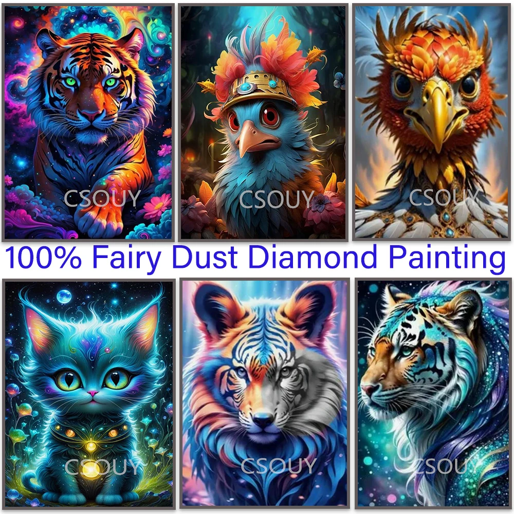 

Tiger Cat Chook 100% Dairy Dust Full Square Diy Diamond Painting Cross Stitch Embroidery Mosaic Home Decor Needlework Crystal AB