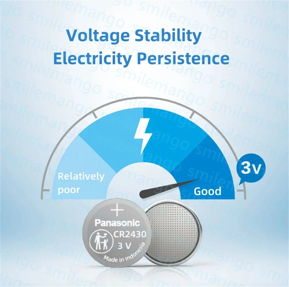 Panasonic CR2430 3V Lithium Battery CR 2430 DL2430 BR2430 280mAh Button Batteries for Key Fob Watch Alarm Clock Remote Control