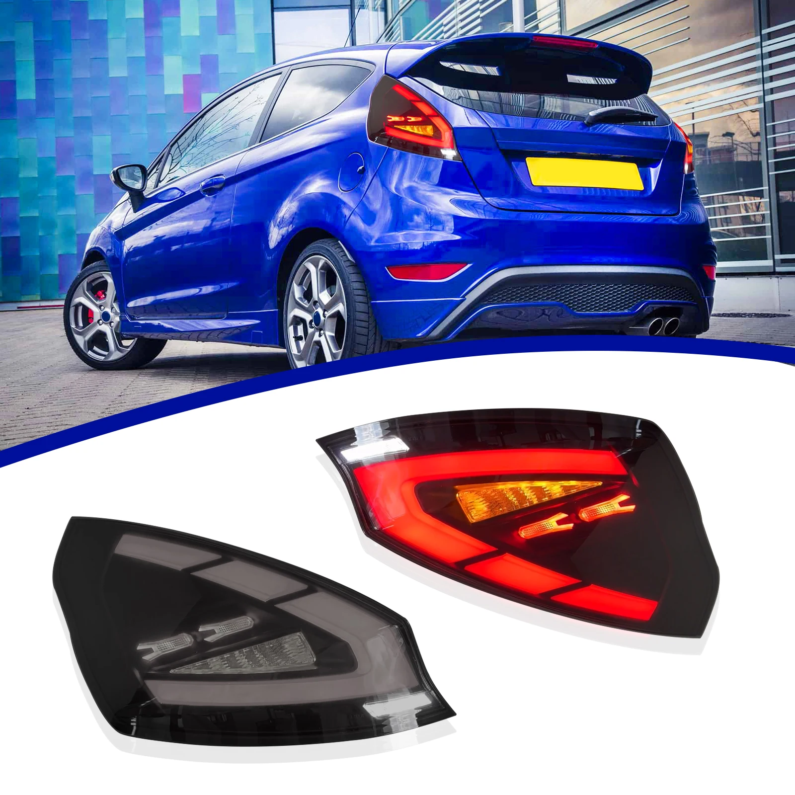 

DK Motion светодиодный задний фонарь для FORD FIESTA 2009-2015, Новое поступление, тормоз + задний ход + противотуманные фары, указатель поворота, светодиодный задний фонарь