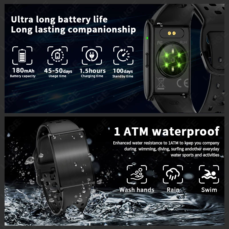 Inteligentna bransoletka LIGE dla kobiet i mężczyzn, raport zdrowotny AI, inteligentny zegarek, monitor tętna i ciśnienia krwi, połączenie Bluetooth, opaska sportowa, nowość.