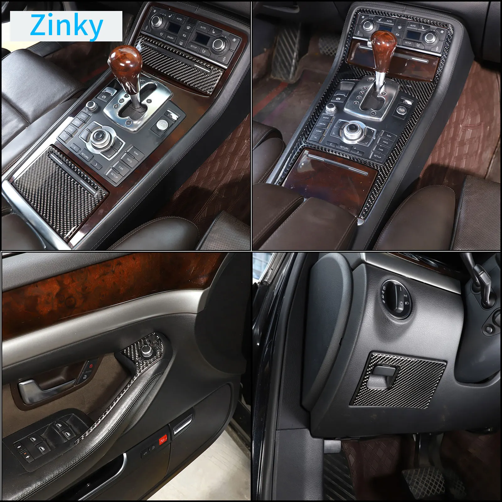 Zinky Soft Carbon Fiber for Audi A8 D3 D4 2004-2012 Complete Set of Car Central Control Accessories Interior & Exterior