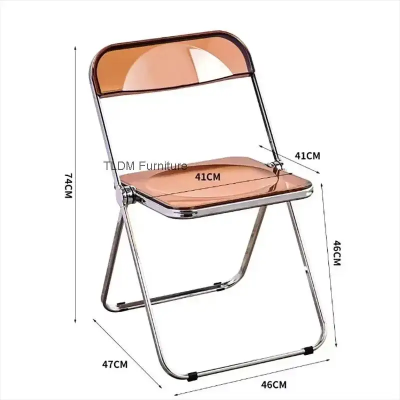 Space Saving Dining Chair Camping Minimalist Acrylic Folding Dining Chairs Luxury Chrome Legs Chaise Design Kitchen Furniture