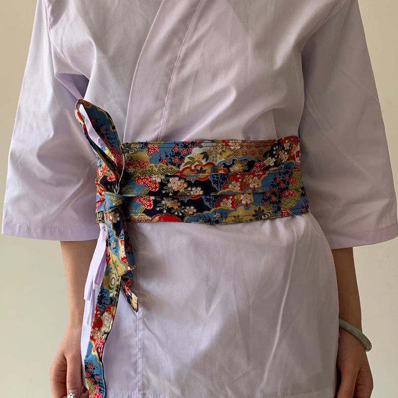 Japon tarzı kuşak çin suşi restoran garson şef bel kemeri Retro Kimono korse bel Obi elbise kanat sapanlar Hanfu kemer