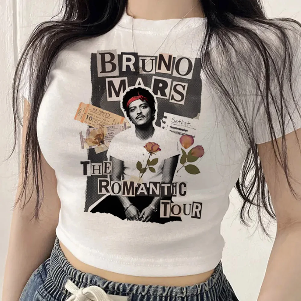 Bruno Mars crop top women party harajuku vintage y2k korean fashion top tees party emo baddie cute alternative