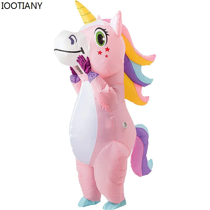 

New Adult Unicorn Cosplay Inflatable Costume Halloween Stage Showing Air-blown Suit Fancy Mascot Party Festival Performance Prop