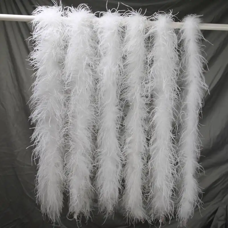 White Ostrich Feathers Boa Thickened Feather Shawl 2Meters For DIY Performance Dress Clothing Decoration Scarf