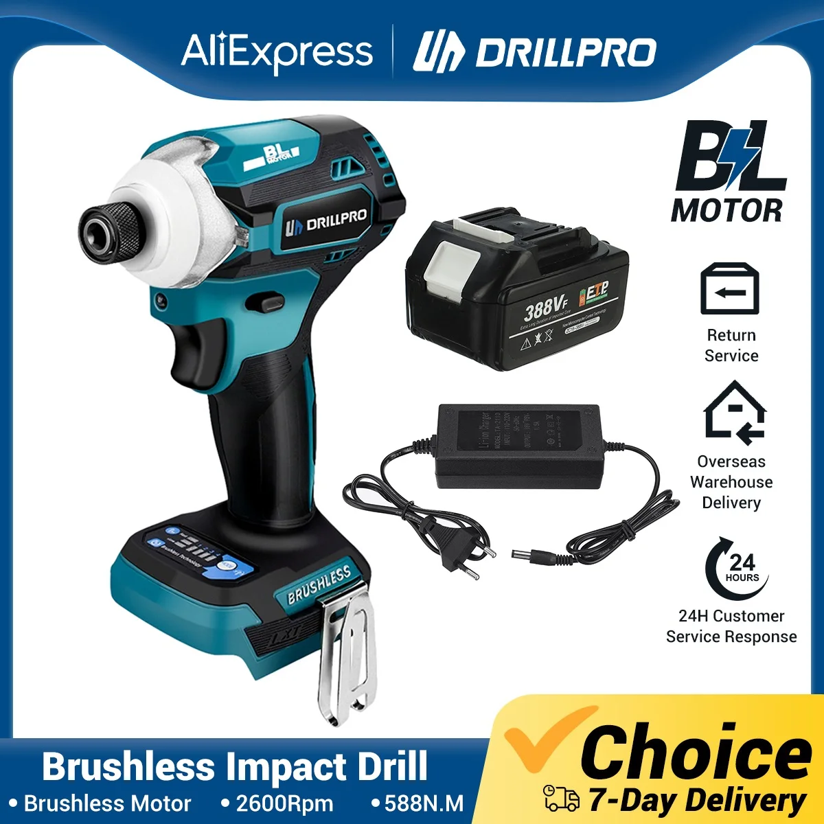 Drillpro 1/4in borstelloze schroevendraaier elektrische boor draadloze slagschroevendraaier 4-speed schroevendraaier elektrisch gereedschap voor Makita 18V batterij