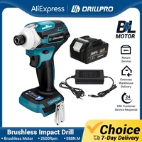 Drillpro 1/4in Brushless Screwdriver Electric Drill Cordless Impact Driver 4-Speed Screwdriver Power Tool For Makita 18V Battery