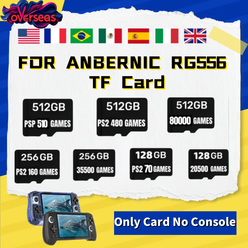 

FOR ANBERNIC RG556 TF Card PS2 Handheld Game Console 80000 Games 512G Plug&play Pre-install Retro Games Memory Card