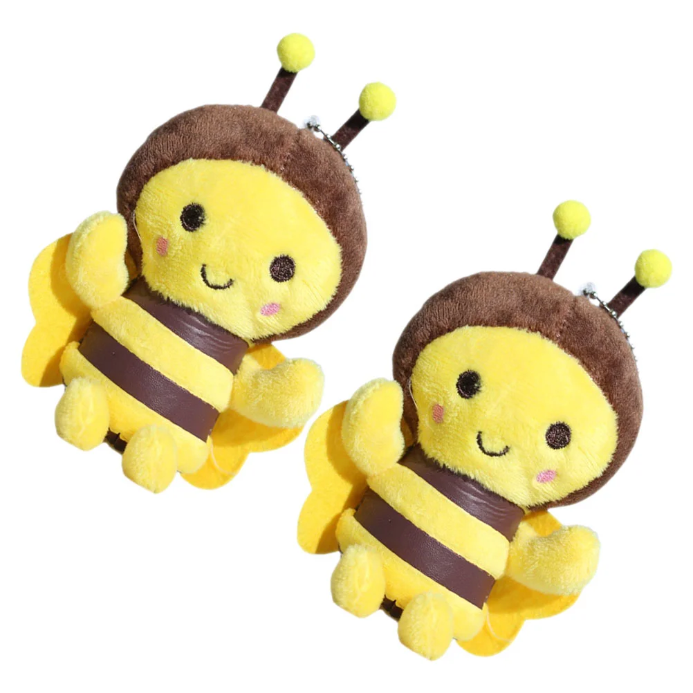 

2 Pcs Bee Keychain Schoolbag Plush Pendants DIY Keychains Stuffed Toy Toys Decor The Animal Lovely Charm