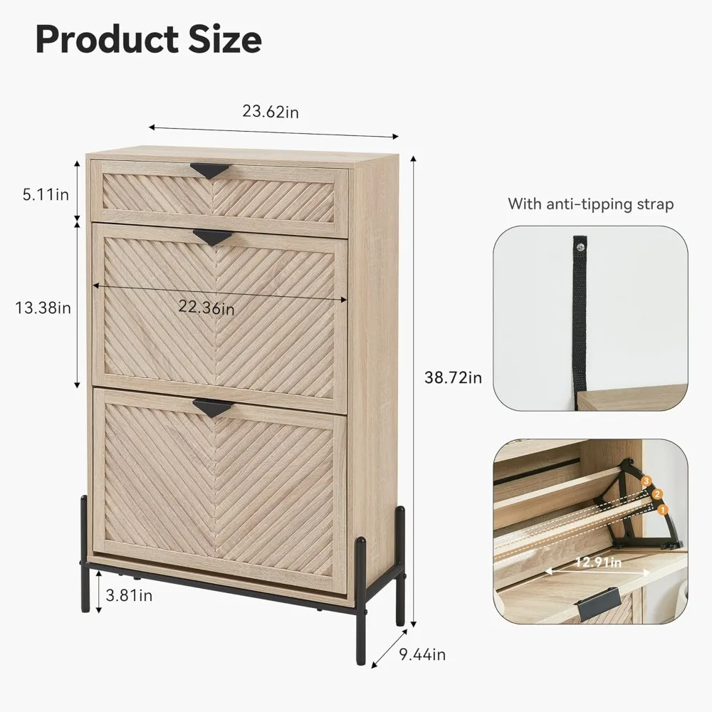 خزانة تخزين الأحذية النحيفة مع أدراج مزدوجة للمدخل، منظم أحذية قائم بذاته #2