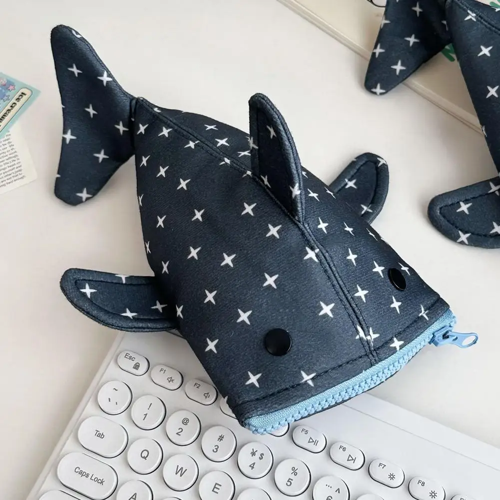 Fun Shark Federmäppchen aus Segeltuch, glatt, mit Reißverschluss, Stifttasche für Büro, Studenten, große Kapazität, Kosmetik, Schreibwaren, Aufbewahrung