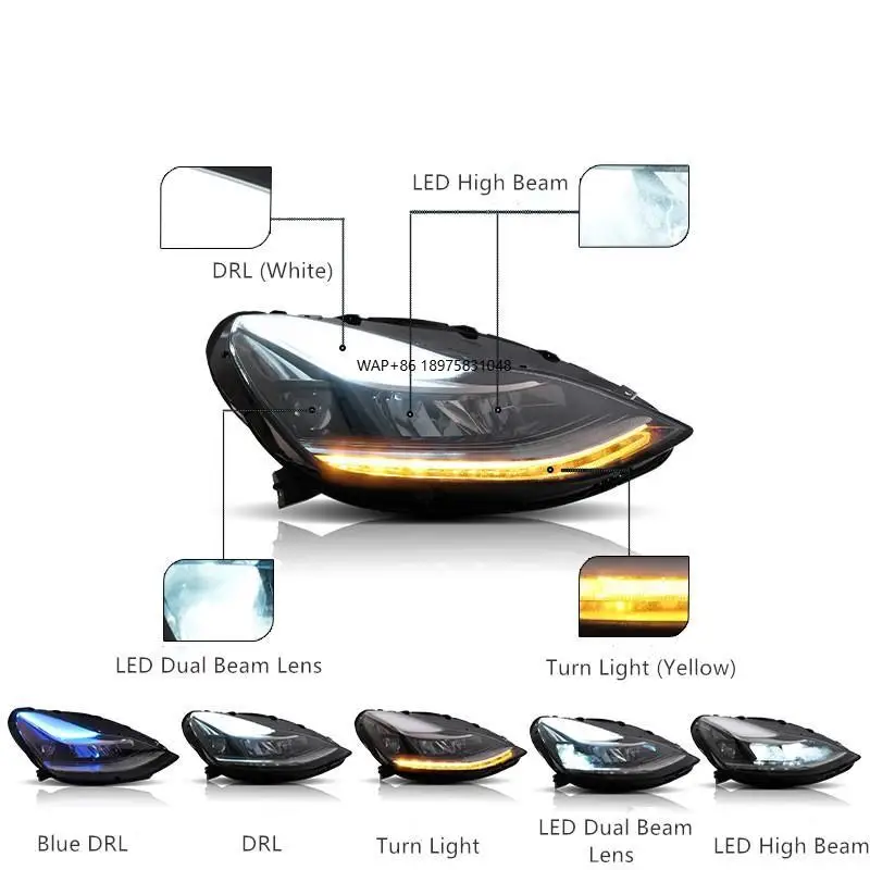 High Quality Full LED Headlight for Model Y Left Right 6000k Color Temperature Long Expiration No Control Module Needed