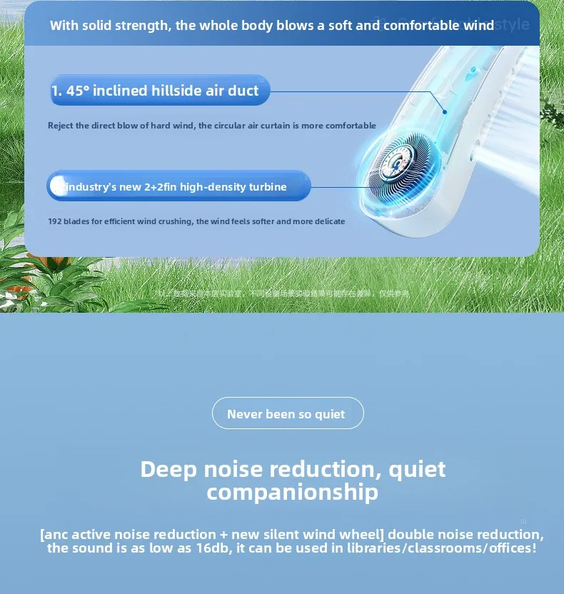 Sports Neck Hanging Cooling Small Fan Portable Neck Hanging Digital Display Strong Wind Silent Bladeless Charging Small Fan
