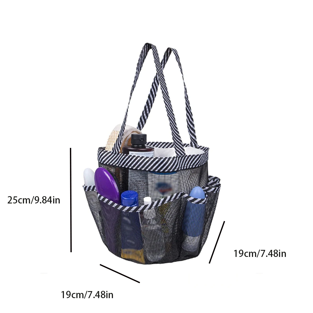 Striped toiletry bag Unisex Bathroom foldable mesh toiletry bag Portable multifunctional handheld bath bag
