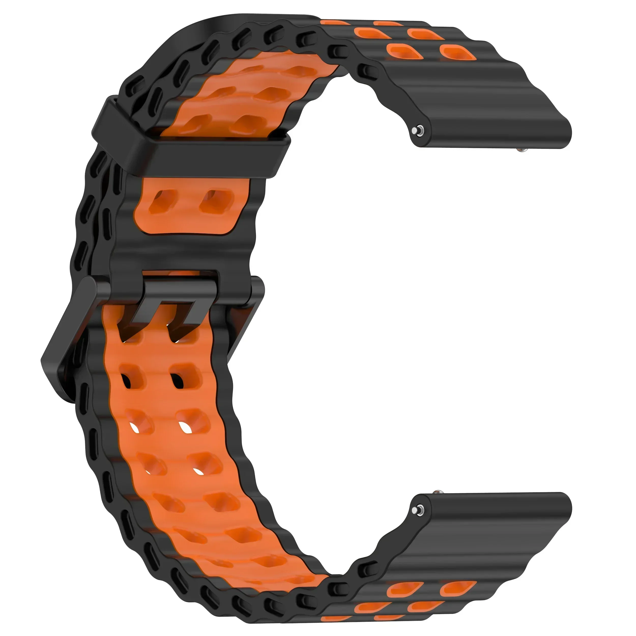 22 mm Ocean-Silikonarmband für Amazfit Active Max/Balance 2/Bip 6 5/GTR 4 3 2 2e/Stratos 3 2/Cheetah Round-Pro/Pace Zweifarbiges Armband – Detail 15