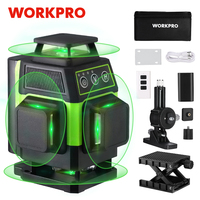 WORKPRO 4x360° 16 Lines Professional Laser Level Self Leveling Green Laser Level Kit 2 Mode Precision Measuring Instrument Tools