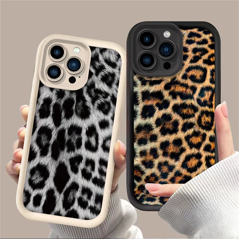 Cool Leopard Print Phone Case for IPhone 17 Air 16 16E 15 14 13 12 11 Pro Max X XS Max XR SE 2020 SE4 7 8 Shockproof Full Cover