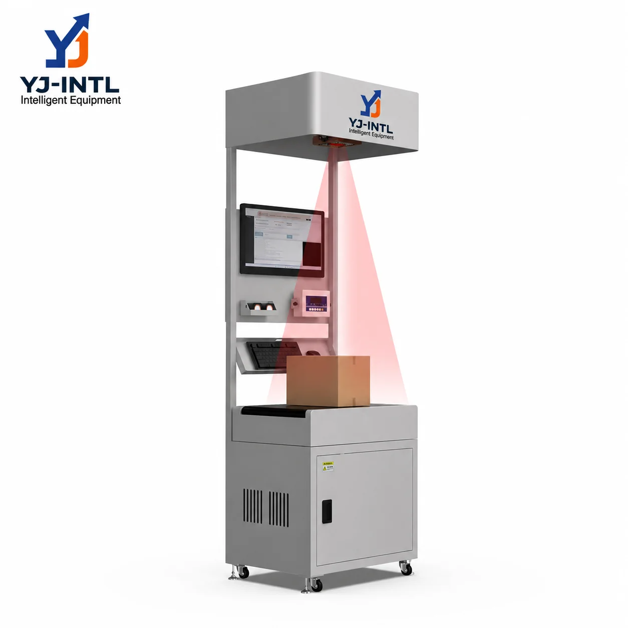 YJ-INTL YJ-SD-001 Express Tracking DWS Machine Top Scanning Dimensional Weight Parcel 50g Accuracy 3000 PPH Stainless Steel Belt