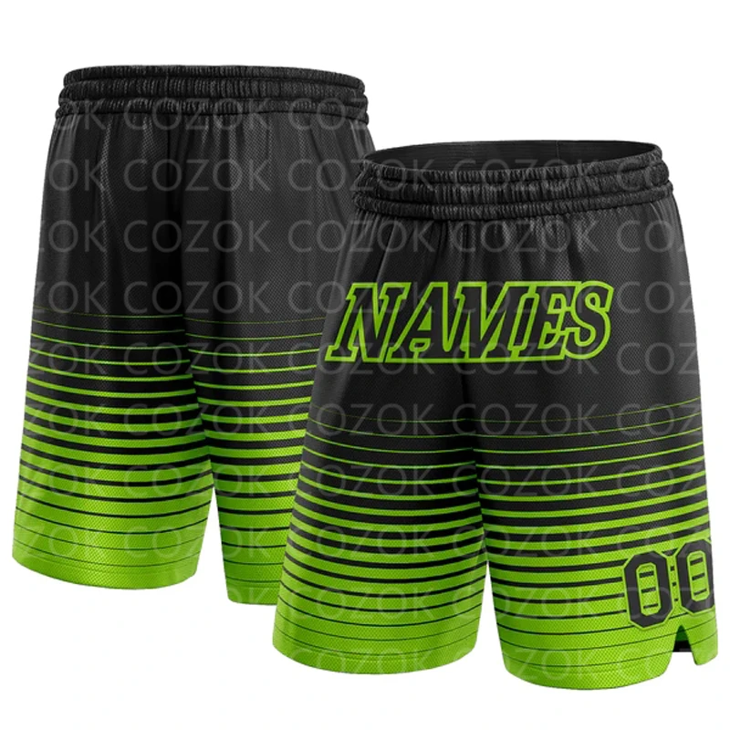 Custom Black Green line Authentic Basketball Shorts 3D Printed Men Shorts Your Name Mumber Quick Drying Beach Shorts