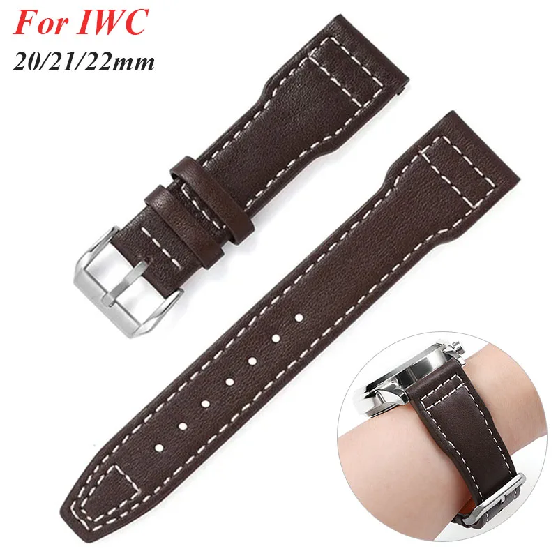 20mm 21mm 22mm Leather Watch Strap for IWC Pilot Strap Waterproof Sport Watch Strap for Women Men Replacement Watch Bracelet